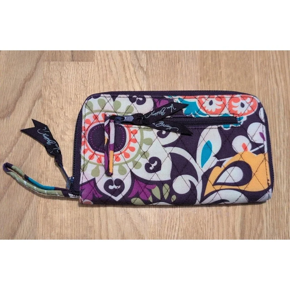 Vera Bradley Women's Purple Plum Crazy Zip Around Wallet Organizer